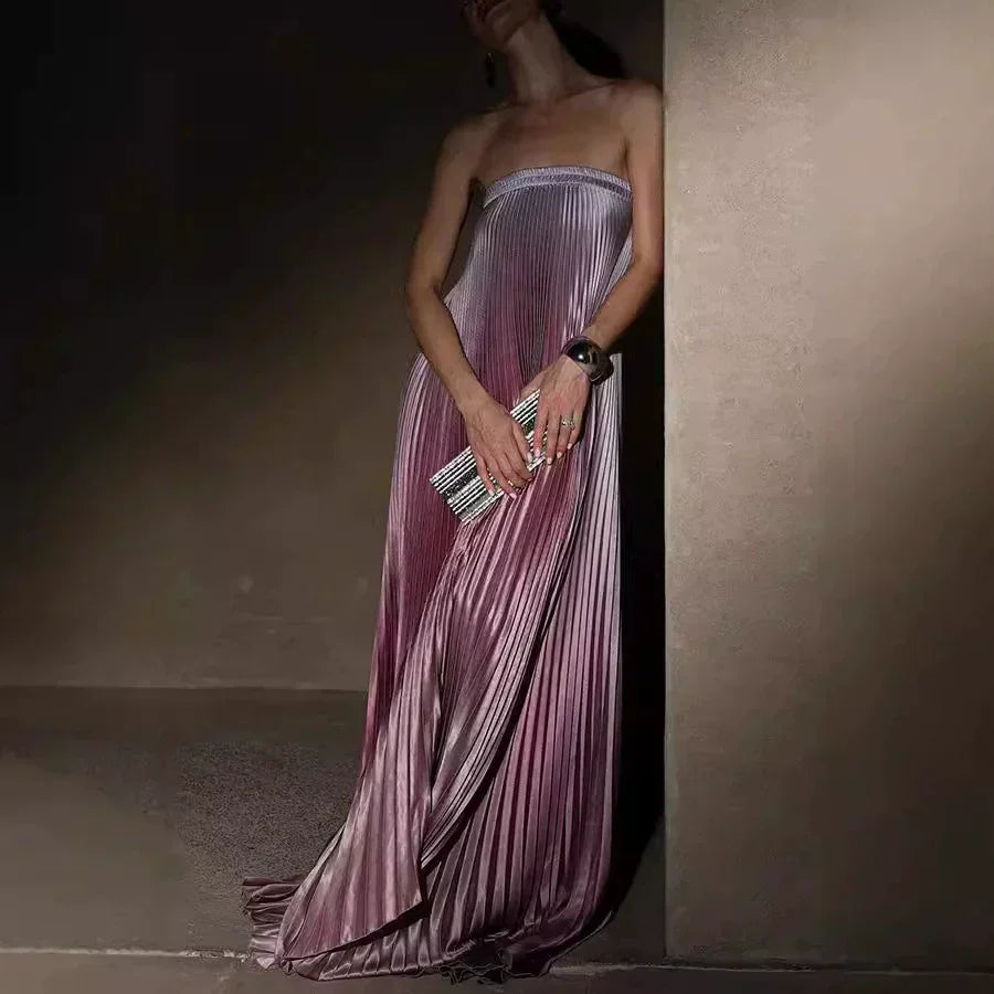 💖LAST DAY PROMOTION - 50%OFF💖Ombre Strapless Pleated Evening Dress