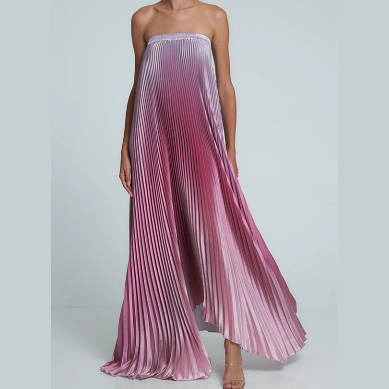 💖LAST DAY PROMOTION - 50%OFF💖Ombre Strapless Pleated Evening Dress
