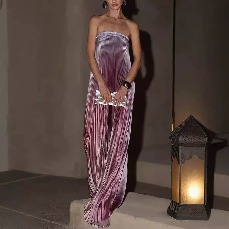 💖LAST DAY PROMOTION - 50%OFF💖Ombre Strapless Pleated Evening Dress