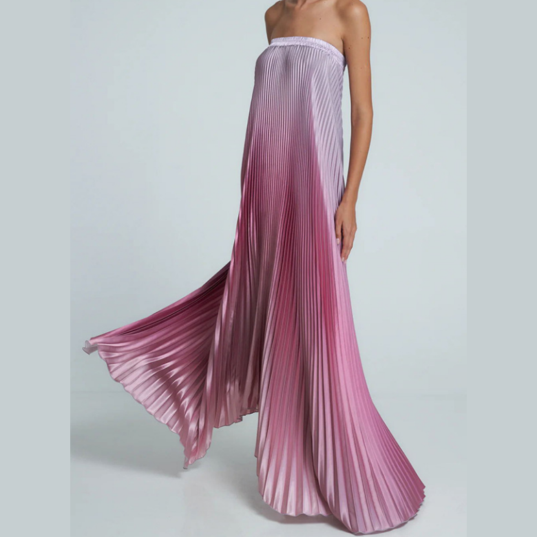 💖LAST DAY PROMOTION - 50%OFF💖Ombre Strapless Pleated Evening Dress