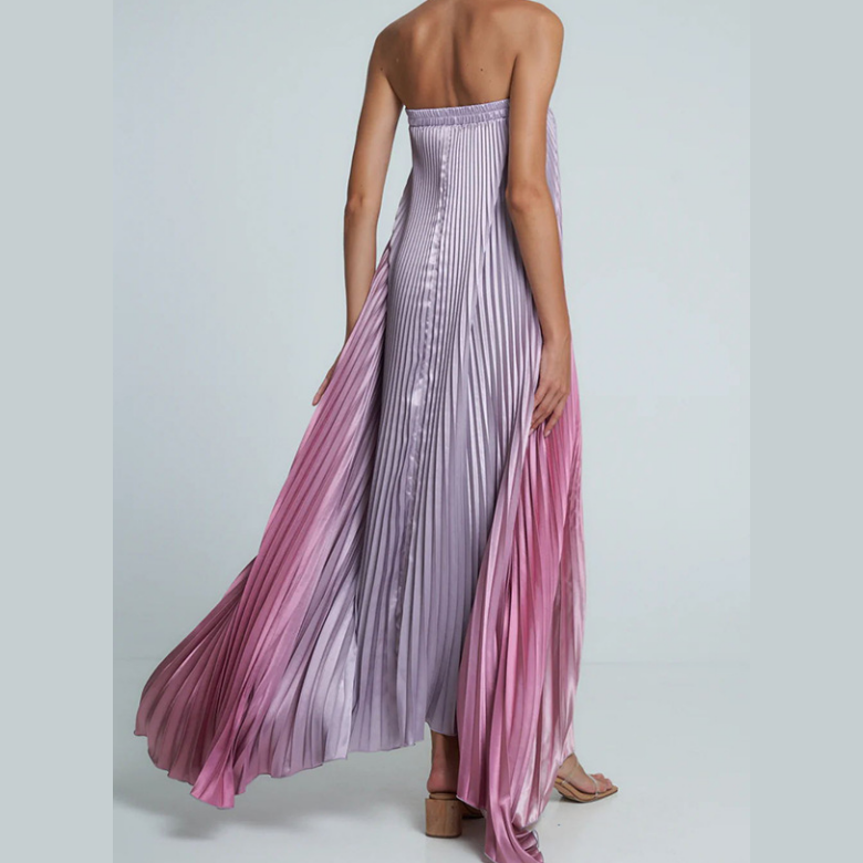 💖LAST DAY PROMOTION - 50%OFF💖Ombre Strapless Pleated Evening Dress
