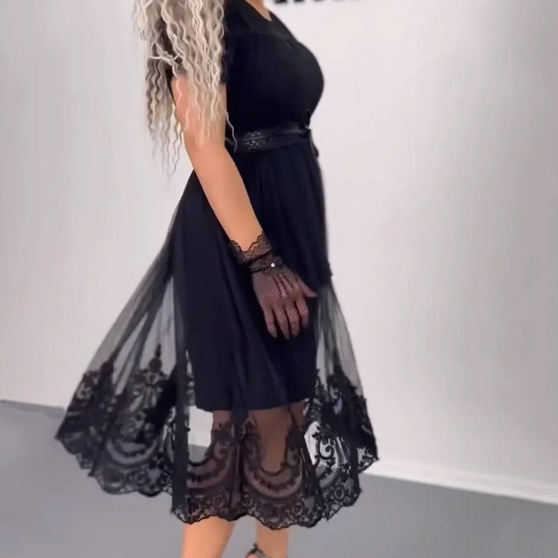 💖Limited Sale 50% OFF💖Women's Black Printed Cotton Dress