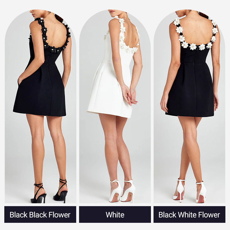 💖Last Day 50% OFF💖Women's Elegant Floral Square Neck Pocket Dress
