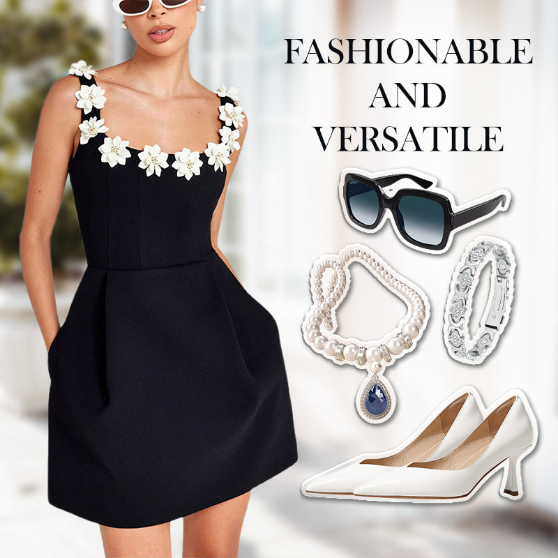 💖Last Day 50% OFF💖Women's Elegant Floral Square Neck Pocket Dress