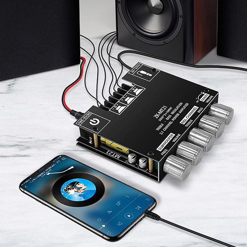 🔊🎵2.1 Channel Bluetooth-Compatible Audio Power Amplifier Module📡 Wireless Connection, Powerful Sound, Ideal for Music Lovers!