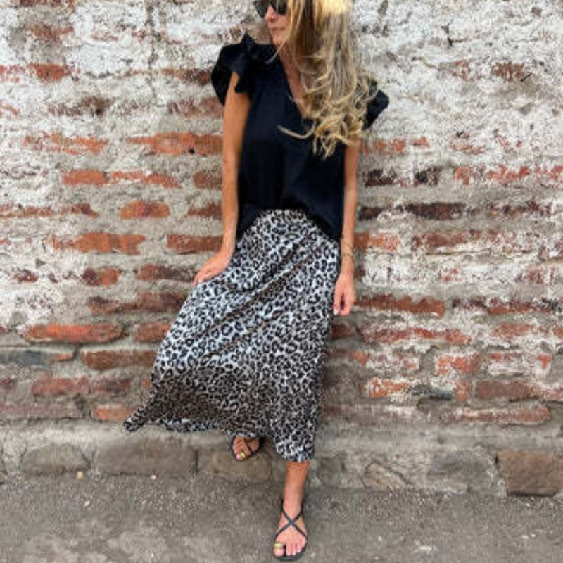 💕Limited Time 50% Off💕Women's Stylish Leopard Print Long Skirt