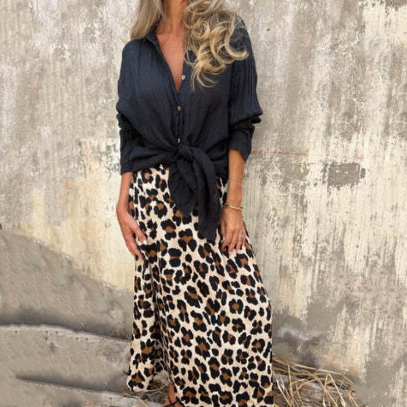 💕Limited Time 50% Off💕Women's Stylish Leopard Print Long Skirt