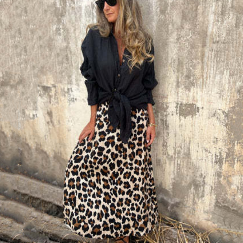 💕Limited Time 50% Off💕Women's Stylish Leopard Print Long Skirt