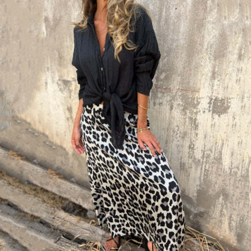 💕Limited Time 50% Off💕Women's Stylish Leopard Print Long Skirt