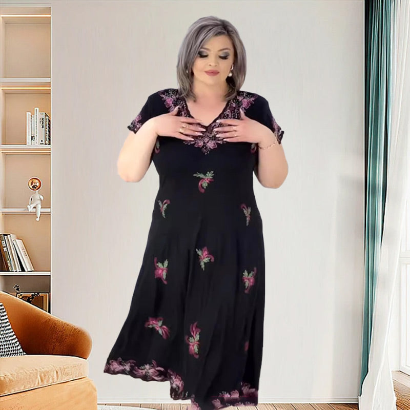 💕Limited Sale 50% OFF💕Plus Size V Neck Flowy Midi Dress
