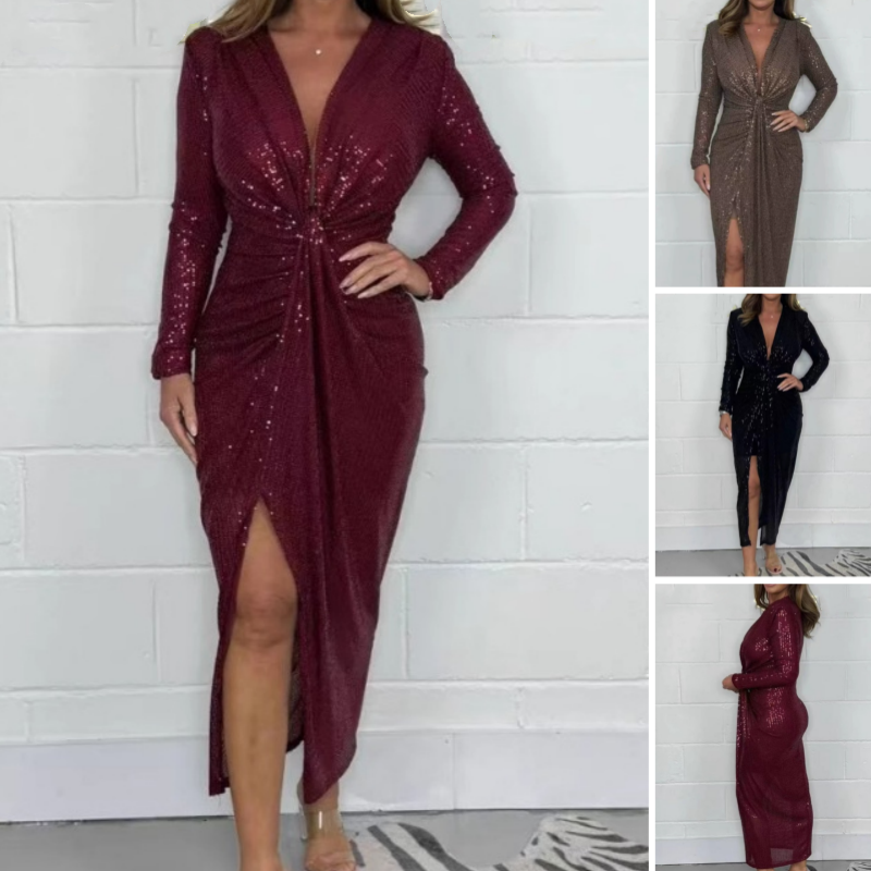 💖Limited Sale 50% OFF💖Sexy Sequined Deep V-Neck Dress