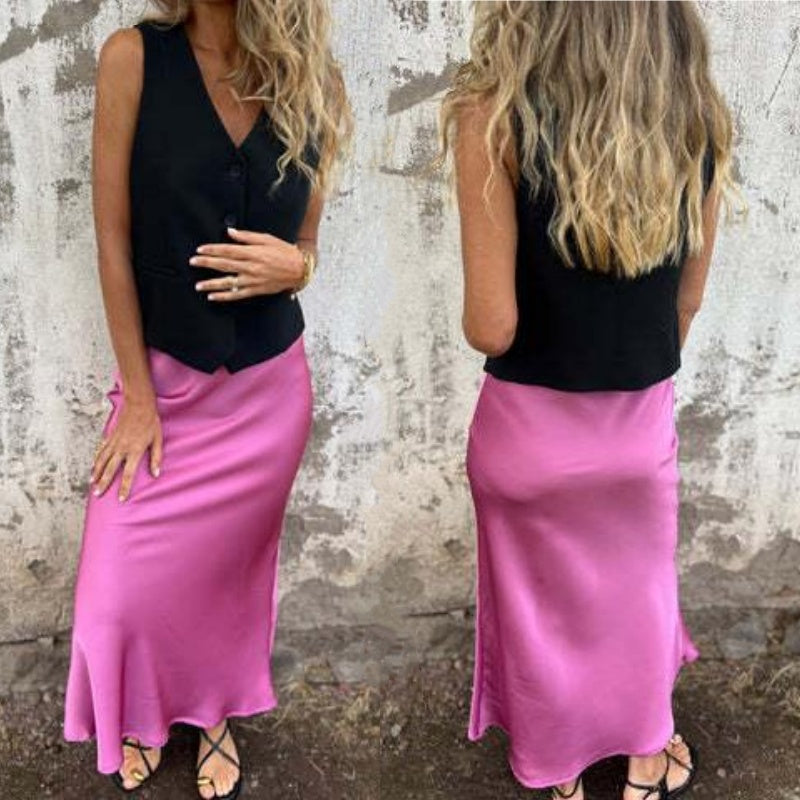 💖Limited Sale 50% OFF💖Women's Luxury Glossy Solid Color Skirt