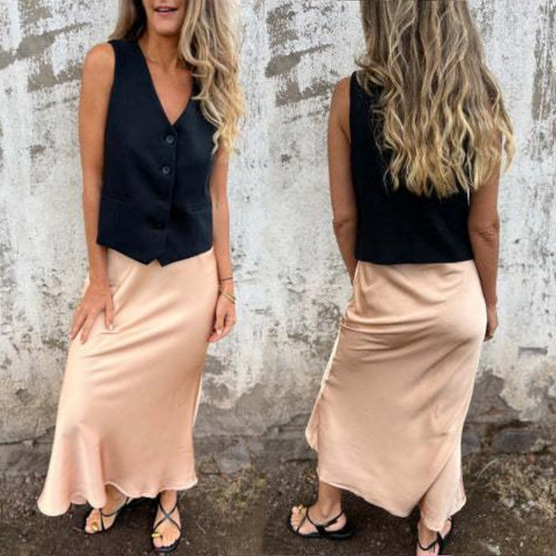 💖Limited Sale 50% OFF💖Women's Luxury Glossy Solid Color Skirt