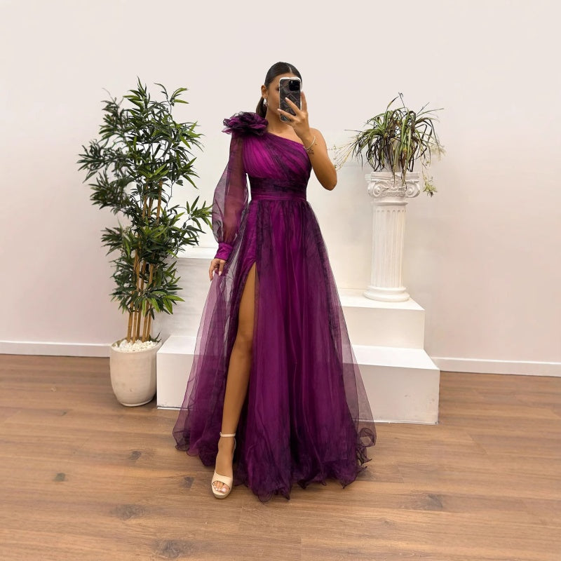 💖Limited Sale 50% OFF💖Women's Fashion Slant Shoulder Mesh Printed Dresses