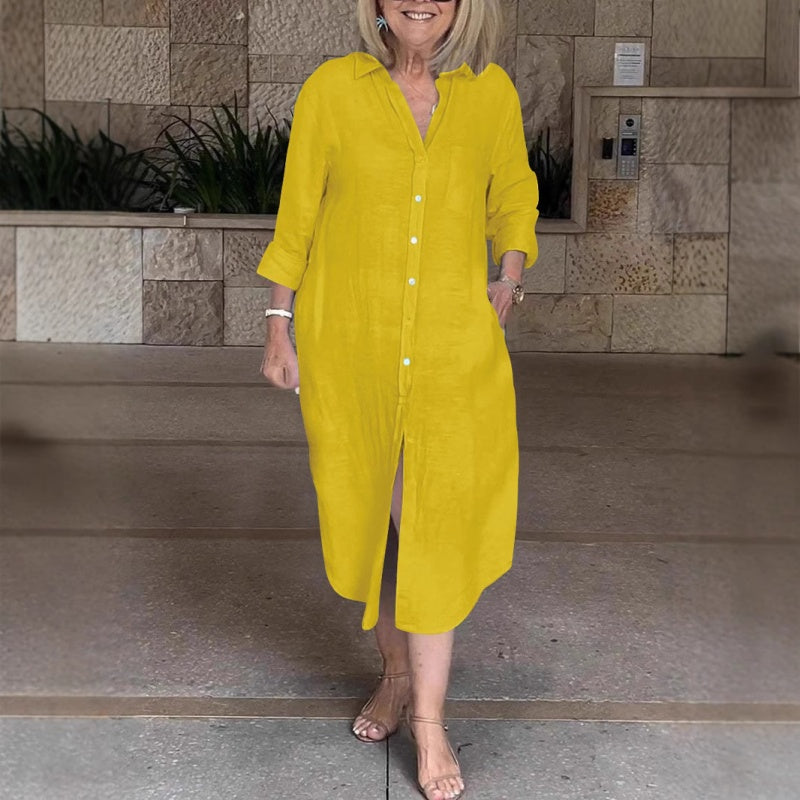 ⏳ Limited time 50% off! 💥Women‘s Casual Loose Cotton Linen Long Shirt Dress