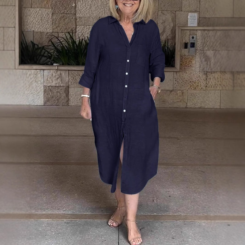 ⏳ Limited time 50% off! 💥Women‘s Casual Loose Cotton Linen Long Shirt Dress
