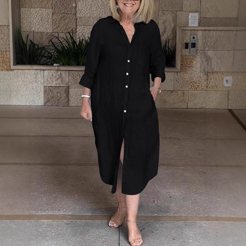 ⏳ Limited time 50% off! 💥Women‘s Casual Loose Cotton Linen Long Shirt Dress