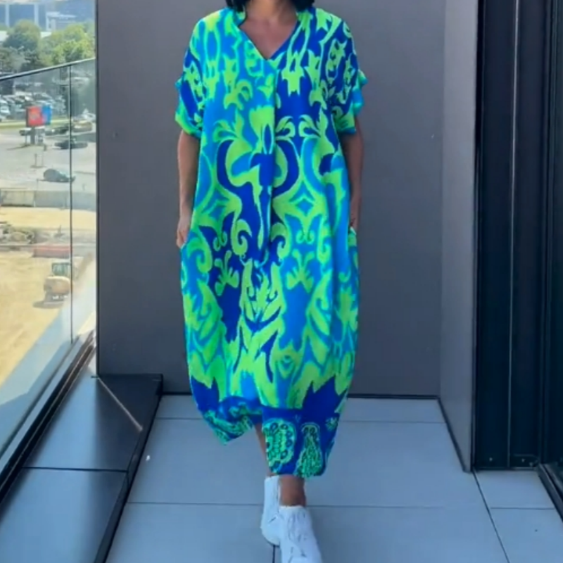 💕Limited Sale 50% OFF💕Women's Casual Elegant Printed V-Neck Dress