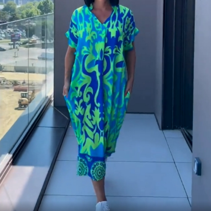 💕Limited Sale 50% OFF💕Women's Casual Elegant Printed V-Neck Dress