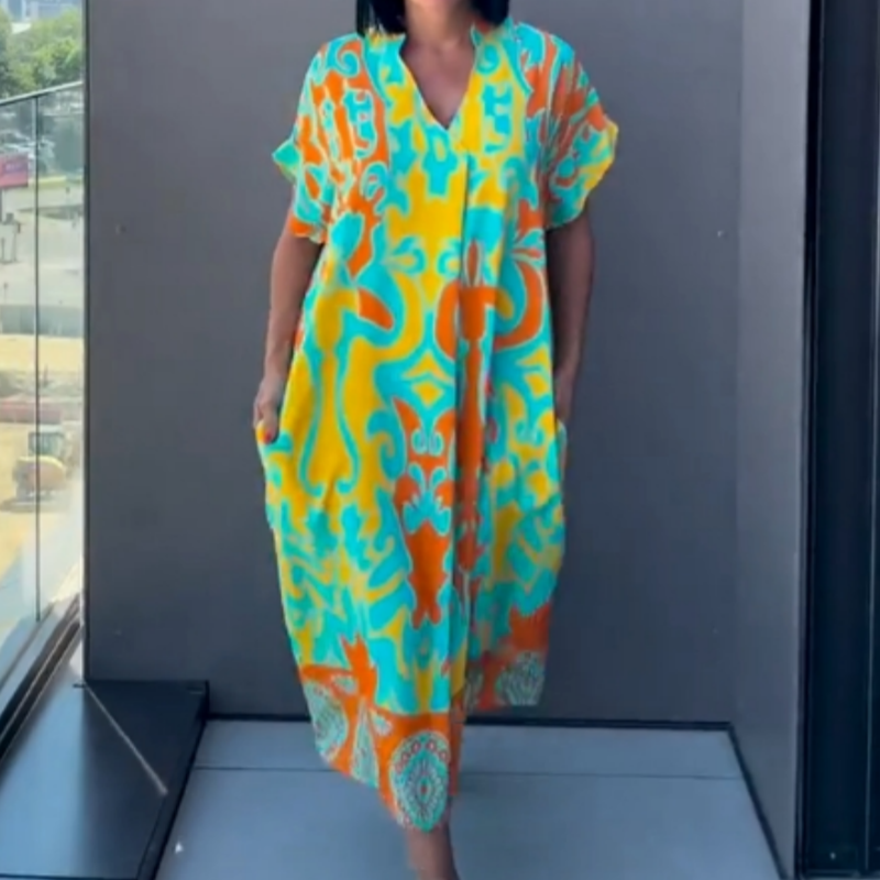 💕Limited Sale 50% OFF💕Women's Casual Elegant Printed V-Neck Dress