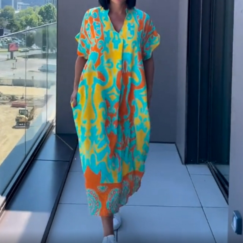 💕Limited Sale 50% OFF💕Women's Casual Elegant Printed V-Neck Dress