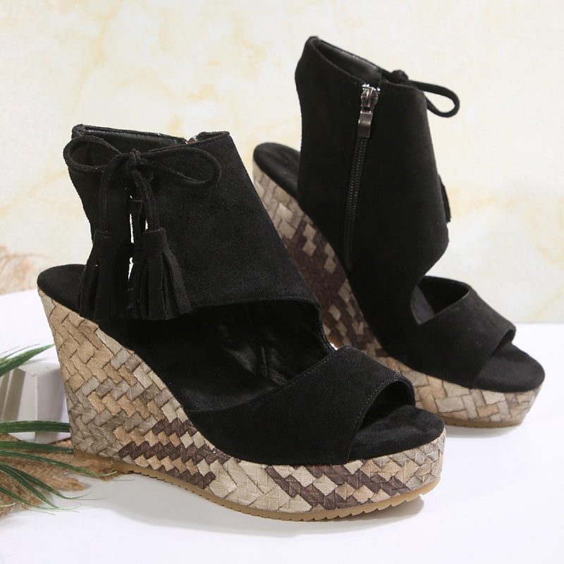 💕Limited Sale 50% OFF💕Women's Tassel Open Toe Platform Wedge Sandals