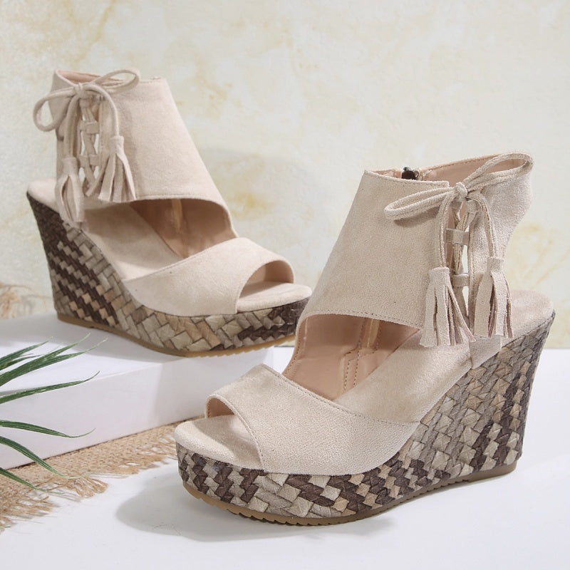💕Limited Sale 50% OFF💕Women's Tassel Open Toe Platform Wedge Sandals
