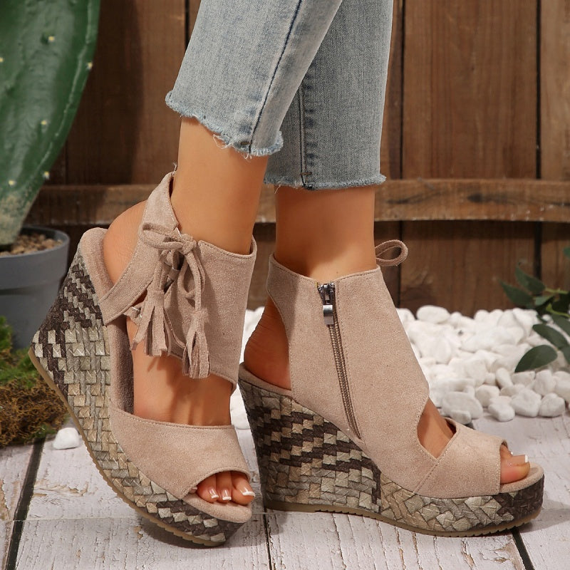 💕Limited Sale 50% OFF💕Women's Tassel Open Toe Platform Wedge Sandals