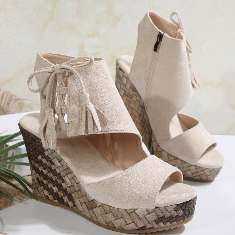 💕Limited Sale 50% OFF💕Women's Tassel Open Toe Platform Wedge Sandals
