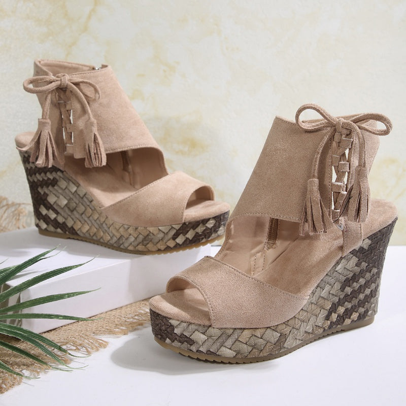 💕Limited Sale 50% OFF💕Women's Tassel Open Toe Platform Wedge Sandals