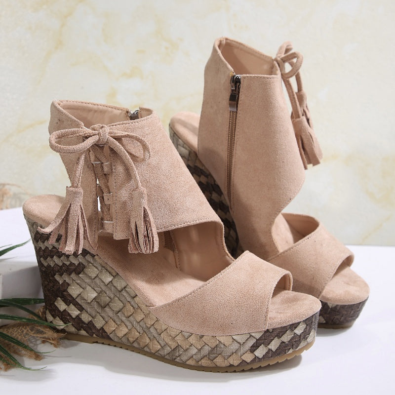 💕Limited Sale 50% OFF💕Women's Tassel Open Toe Platform Wedge Sandals