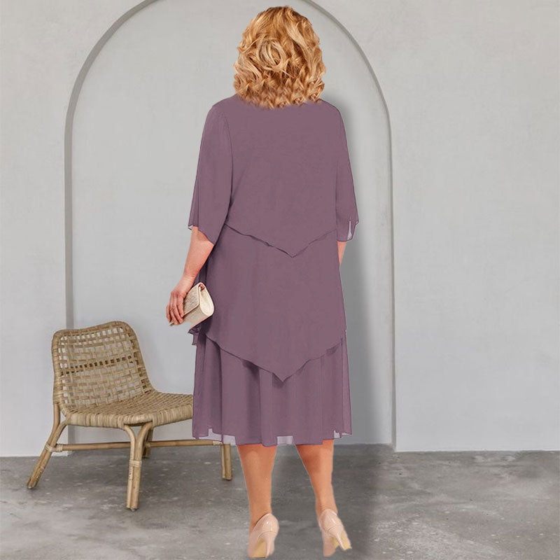 💖LAST DAY PROMOTION - 50%OFF💖Plus Size Layered Midi Dress