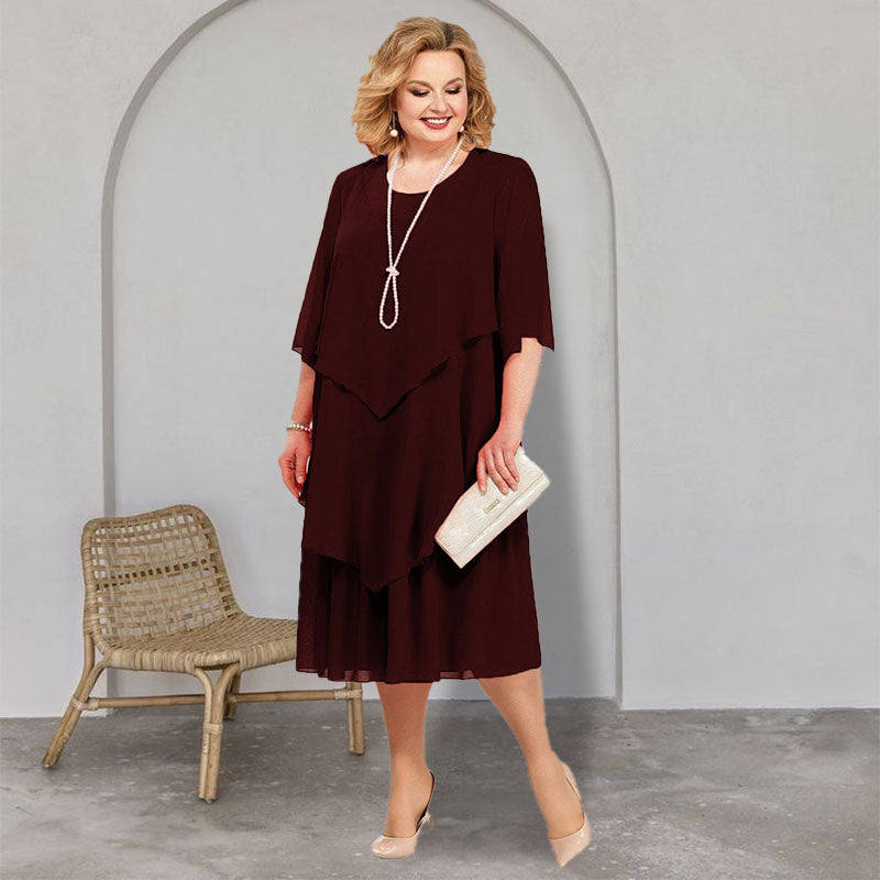 💖LAST DAY PROMOTION - 50%OFF💖Plus Size Layered Midi Dress
