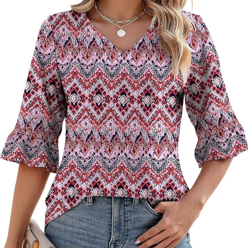💖LAST DAY SALE 50% OFF💖Women's Elegant Ruffle Sleeve V-Neck Tops