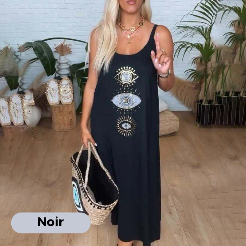 💖Last Day 50% OFF💖Women's Sleeveless Long Dress With Eye Print
