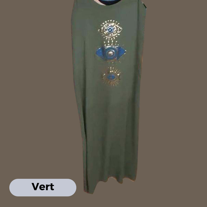 💖Last Day 50% OFF💖Women's Sleeveless Long Dress With Eye Print