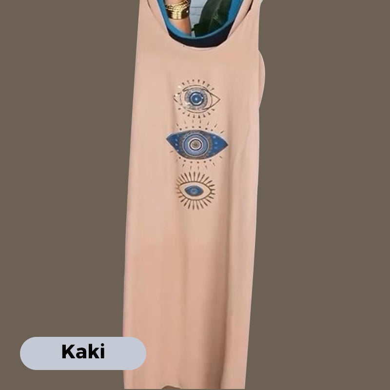 💖Last Day 50% OFF💖Women's Sleeveless Long Dress With Eye Print