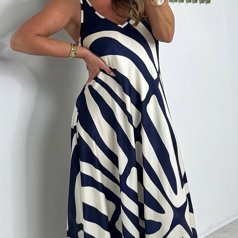 💖LAST DAY SALE 50% OFF💖V-Neck Printed Sleeveless Maxi Dress