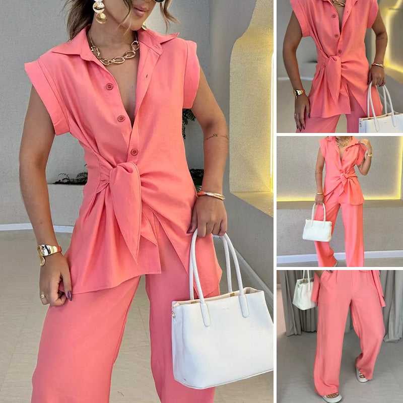 💖LAST DAY SALE 50% OFF💖Elegant Waisted Top & Casual Pants Set