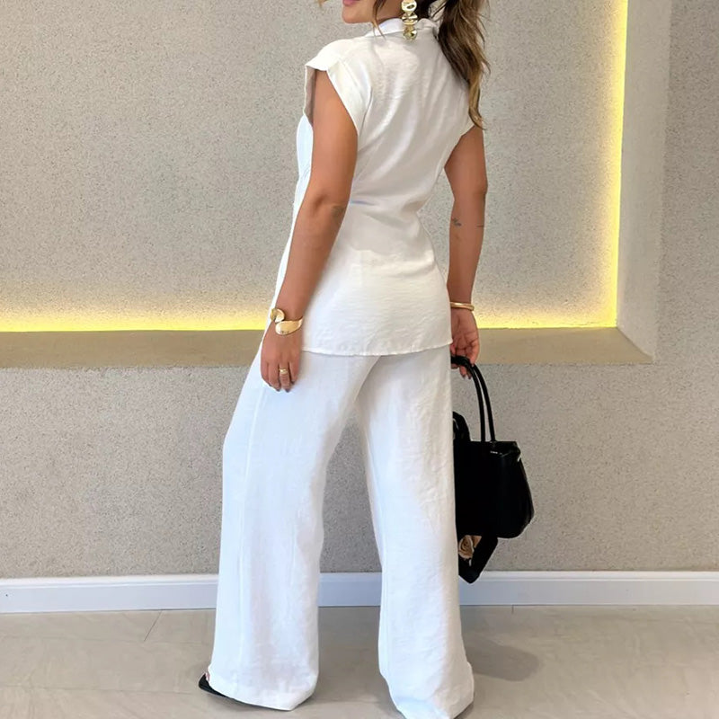 💖LAST DAY SALE 50% OFF💖Elegant Waisted Top & Casual Pants Set