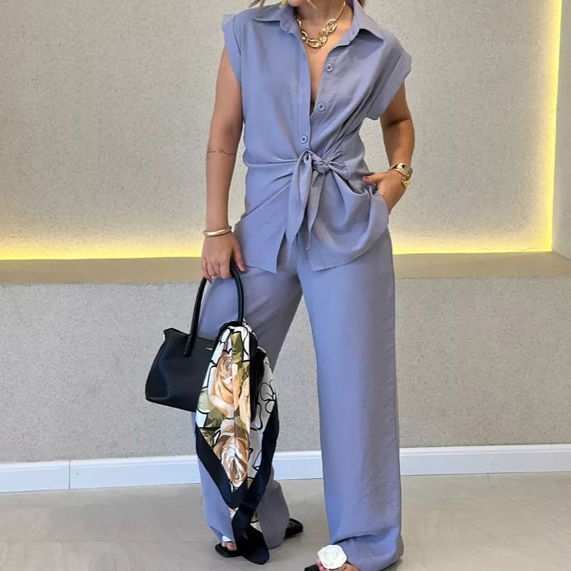 💖LAST DAY SALE 50% OFF💖Elegant Waisted Top & Casual Pants Set