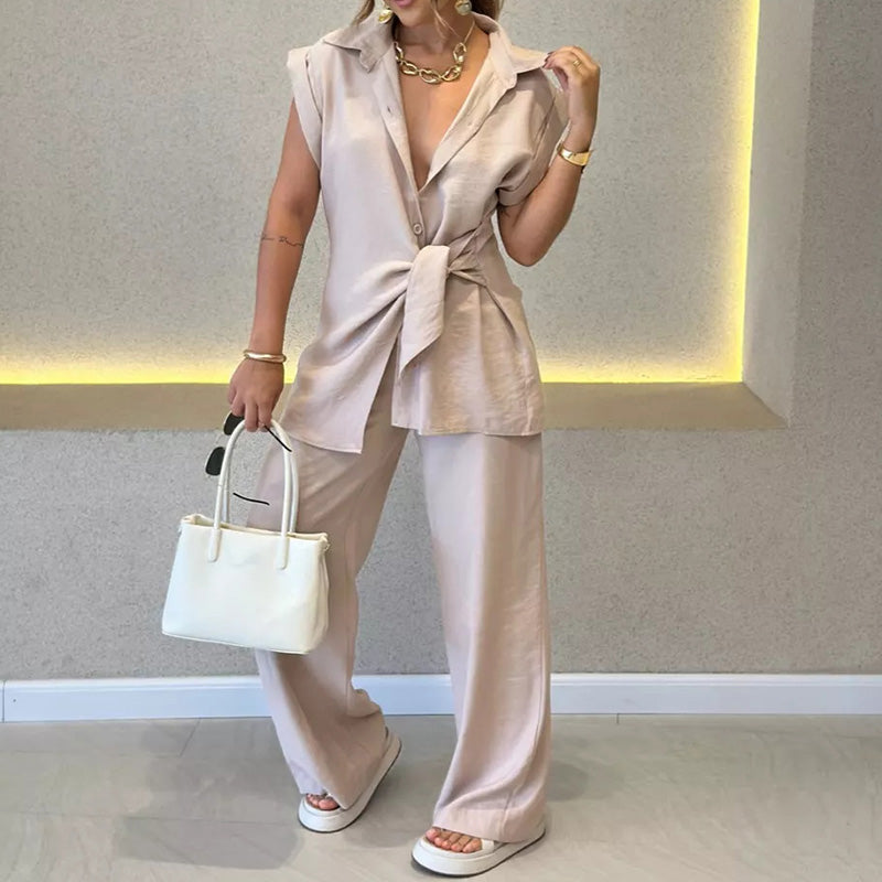 💖LAST DAY SALE 50% OFF💖Elegant Waisted Top & Casual Pants Set
