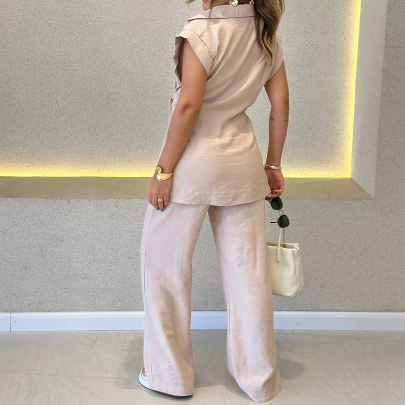 💖LAST DAY SALE 50% OFF💖Elegant Waisted Top & Casual Pants Set
