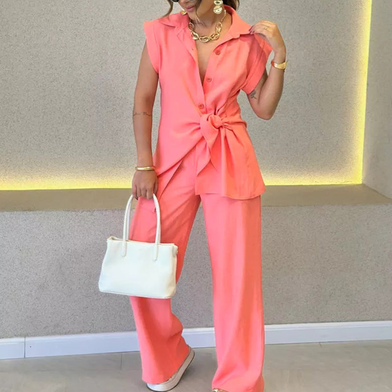 💖LAST DAY SALE 50% OFF💖Elegant Waisted Top & Casual Pants Set