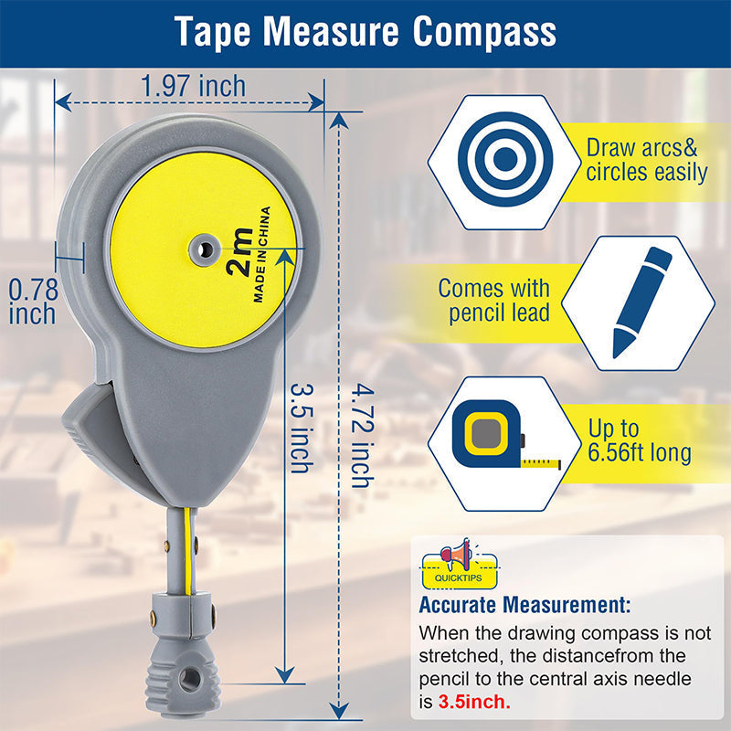 ✨LAST DAY SALE 50% OFF✨Retractable Tape Measure Compass