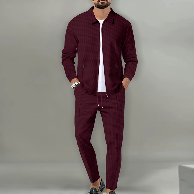 🔥Letzter Tag 50% Rabatt🎁Herren stilvolles 2-teiliges Set: Jacke mit Hemdkragen und Jogginghose