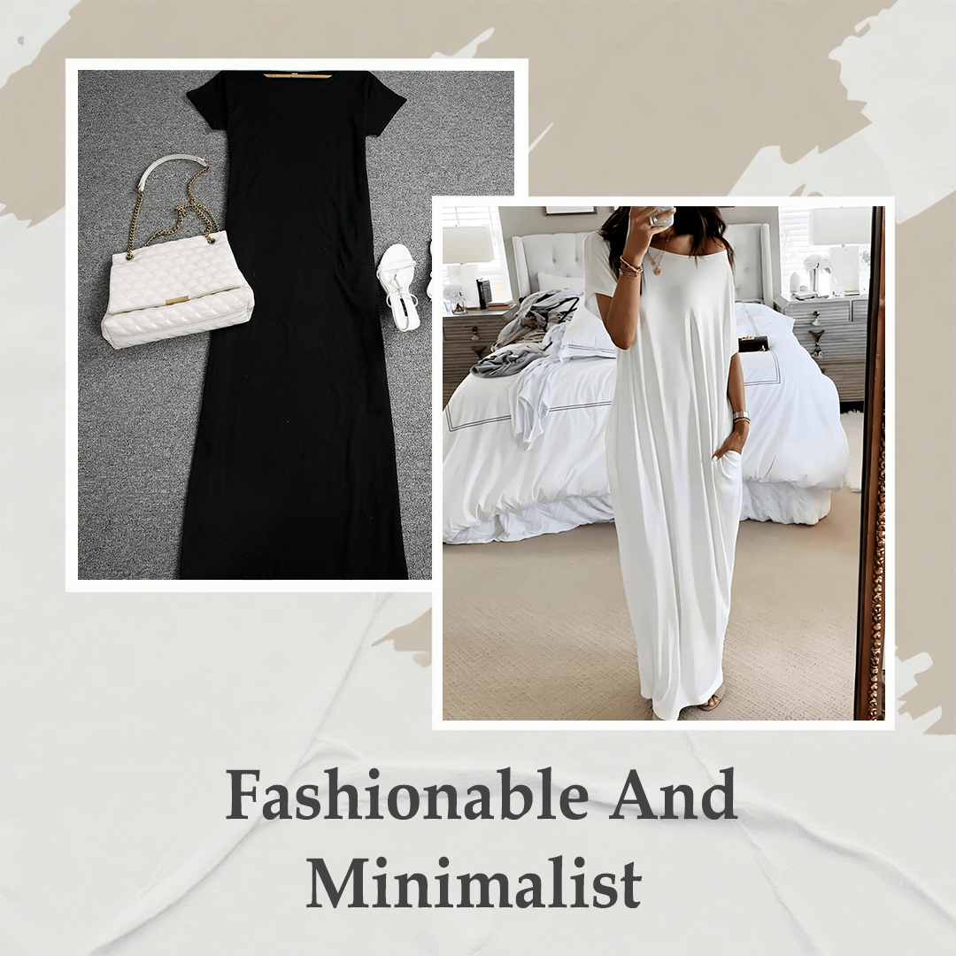 🔥🔥Last Day Special Discount💃Women's Summer Casual Loose Solid Color Short-Sleeve Long Dress