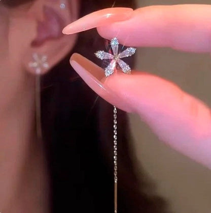 💖HOT SALE 50% OFF💖Shiny Diamond Flower Earring Tassel