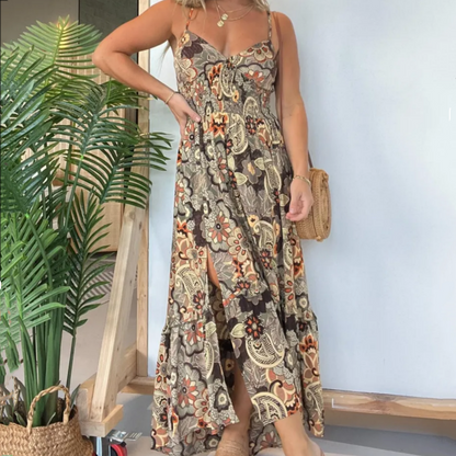 💖Limited Sale 50% OFF💖Women’s Sexy Spaghetti Strap Floral Print Long Dress