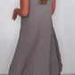💖LAST DAY SALE 50% OFF💖Laney Pleated Short Sleeve Irregular Midi Top and Elastic Waist Wide Leg Pants Set
